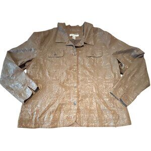 Coldwater Creek Embroidered Boho Brown Jacket Womens Size XL